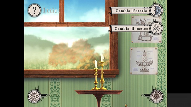 Screenshot della finestra con i menu per cambiare orario e meteo.
