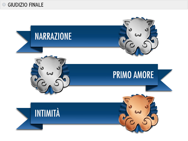 Cibele Premi: narrazione argento, primo amore argento, intimità bronzo